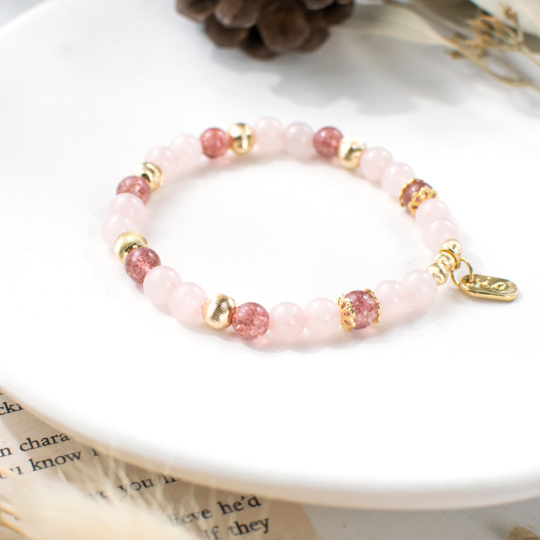 能量手鍊【繡球花開時】粉水晶草莓晶手鍊