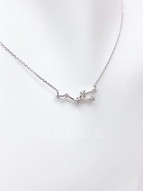 18K White Gold Taurus Diamond Necklace