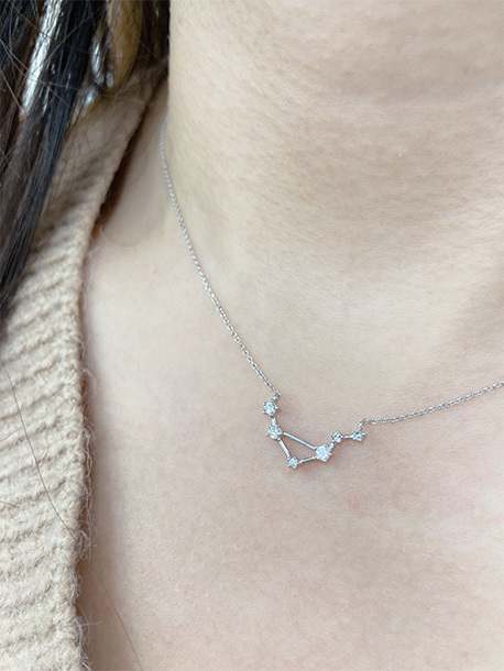 18K White Gold Libra Diamond Necklace