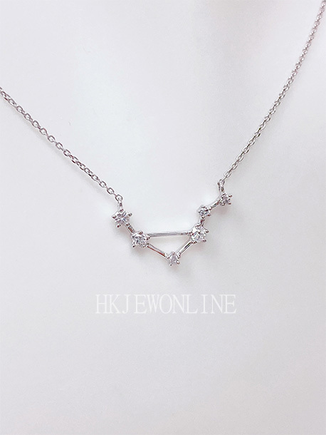 18K White Gold Libra Diamond Necklace