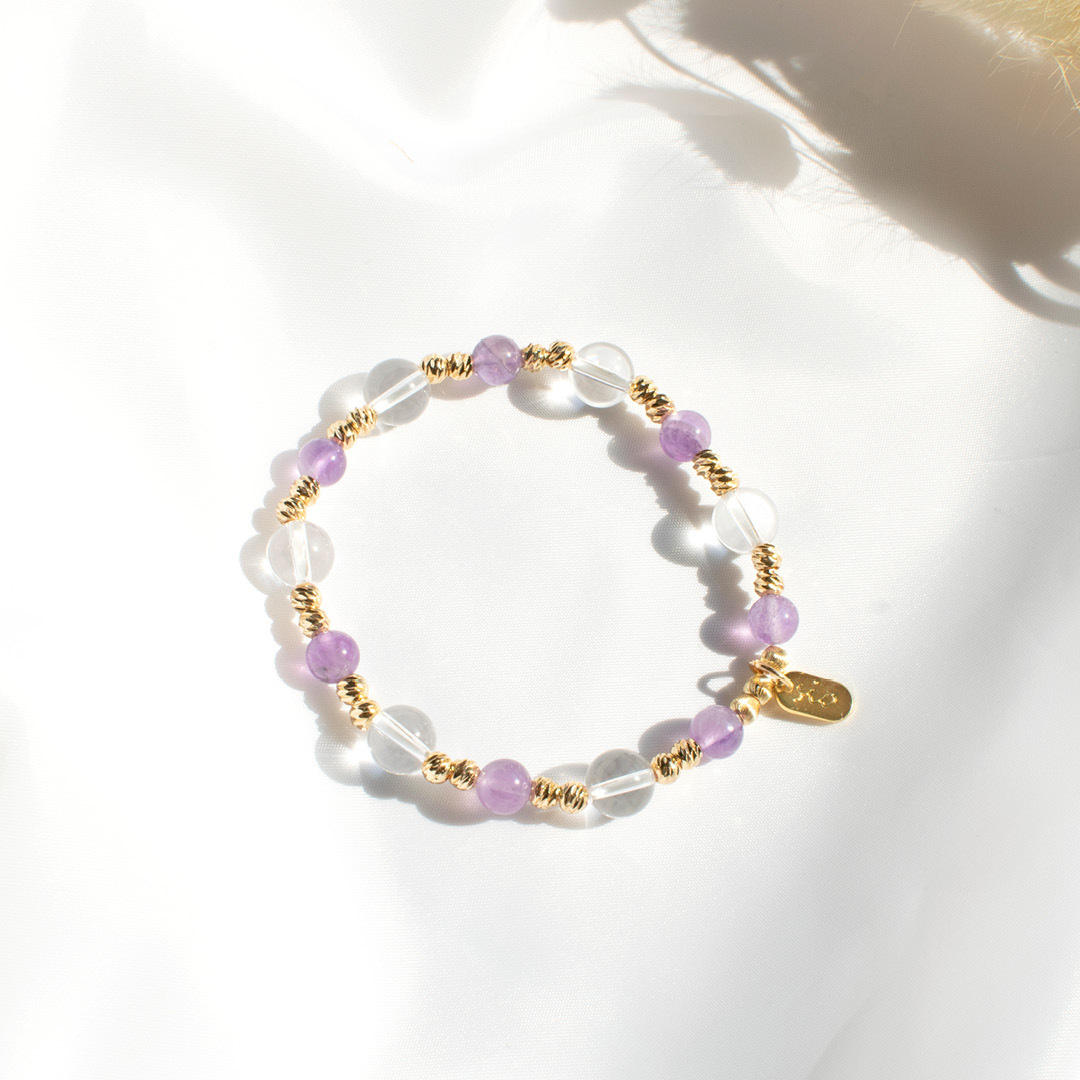 能量手鍊【塞納河畔-晝】紫水晶白水晶手鍊