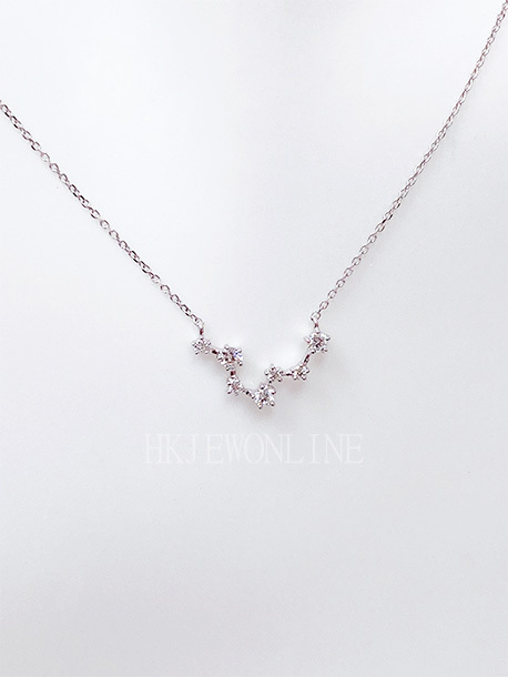 18K White Gold Pisces Diamond Necklace