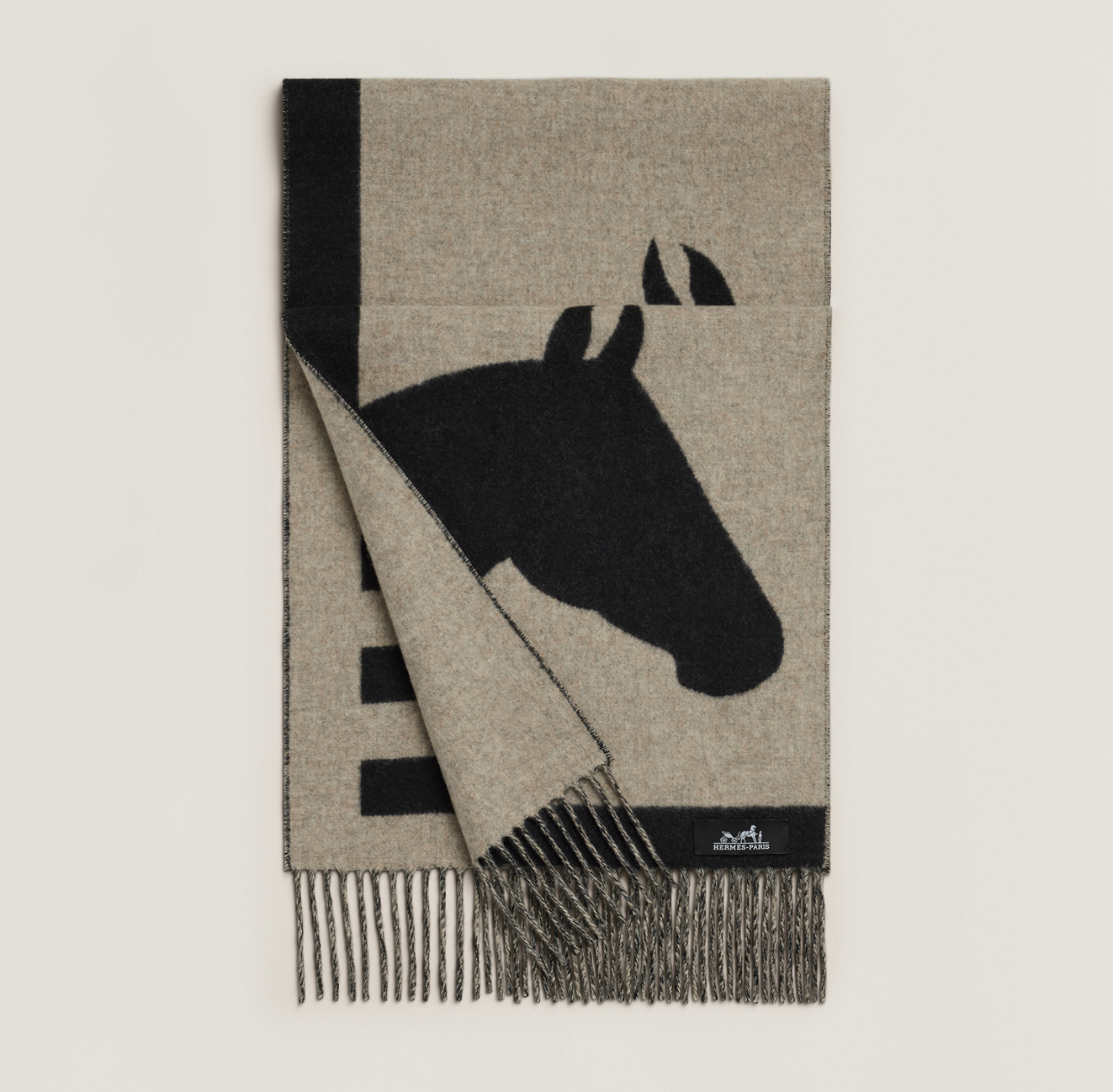 Hermes Casaque Love Story muffler noir/beige 圍巾 頸巾