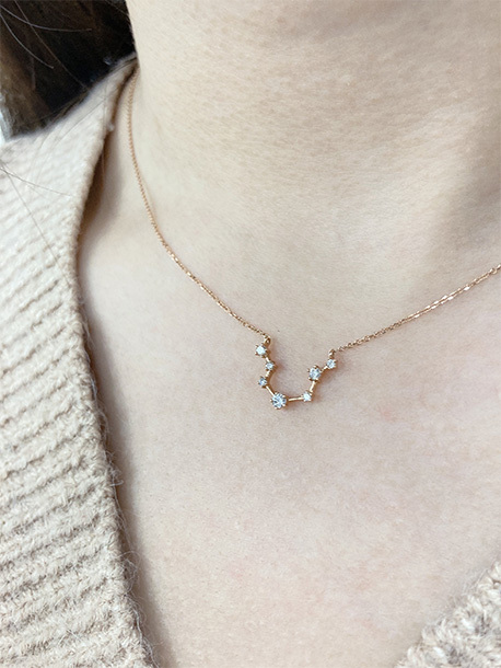 18K Rose Gold Aquarius Diamond Necklace