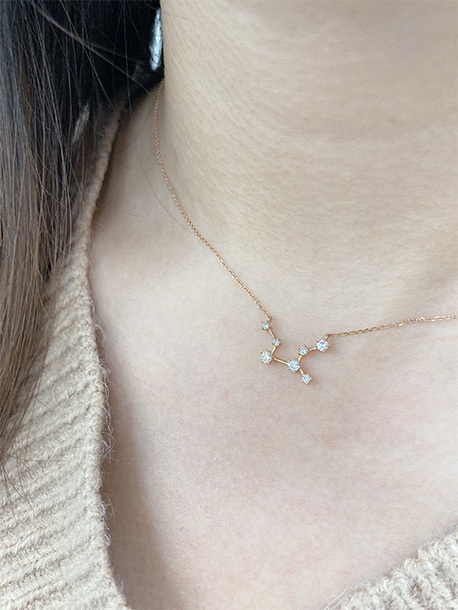 18K Rose Gold Virgo Diamond Necklace