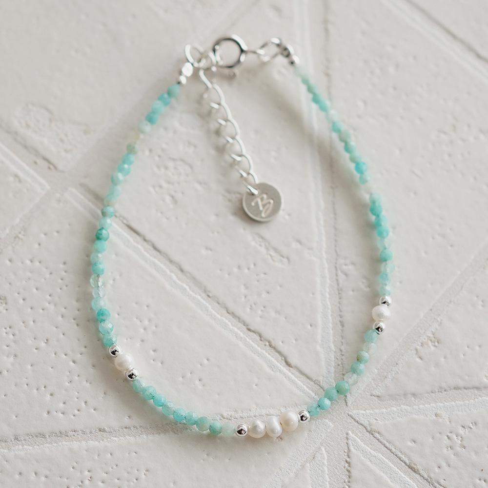 天河石圓舞曲純銀手鍊/SB005N| 天然水晶 喉輪 能量石手鏈 女生禮物 畢業禮物 七夕