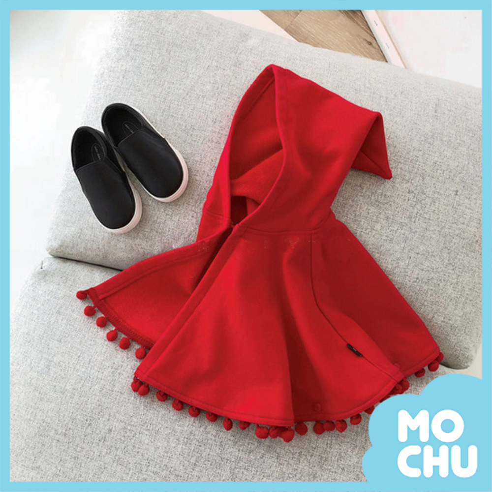 垂墜小球球大紅披風