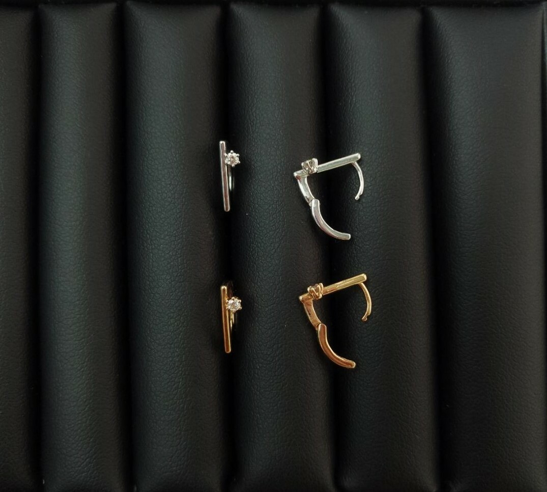 18K White Gold / Rose Gold Diamond Earrings