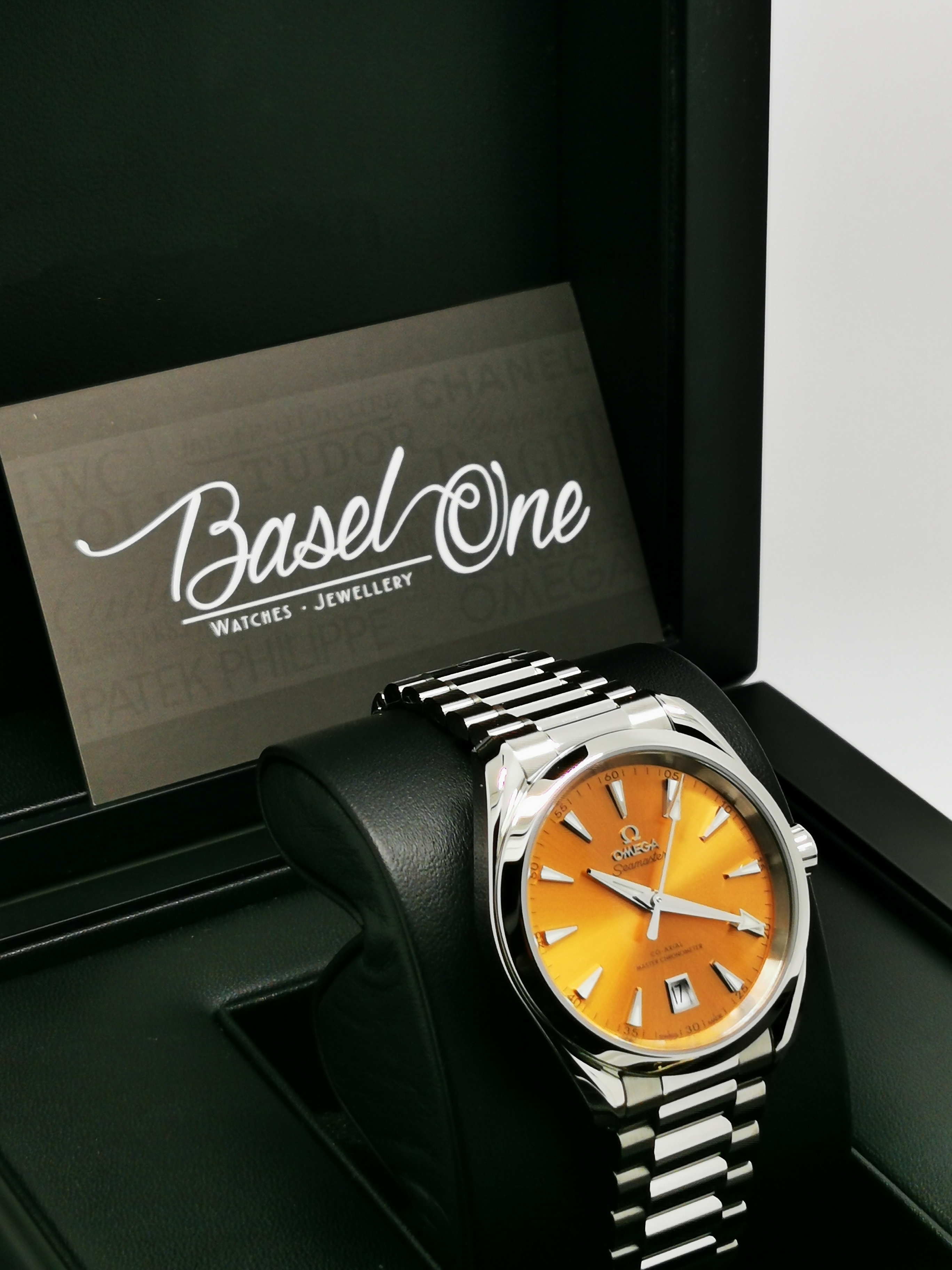 BRAND NEW OMEGA 220.10.38.20.12.001 22010382012001 BAY SAFFRON DIAL AQUA TERRA 150M CO‑AXIAL MASTER CHRONOMETER 38 MM
