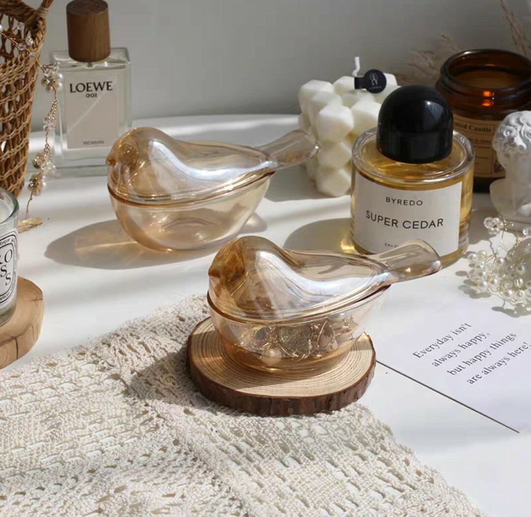 簡約風小鳥造型玻璃收納盒