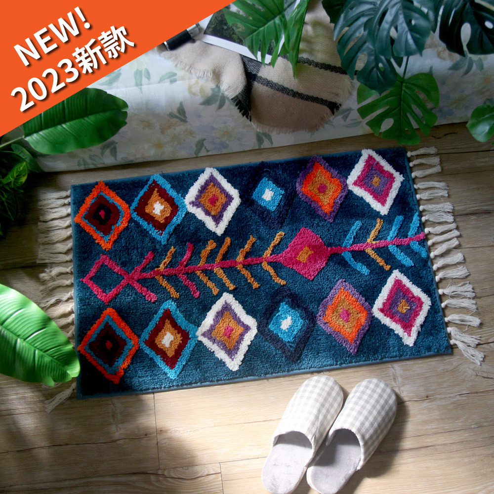TROMSO西班牙圖騰流蘇吸水大地墊-阿賽德湛藍【H0322021】