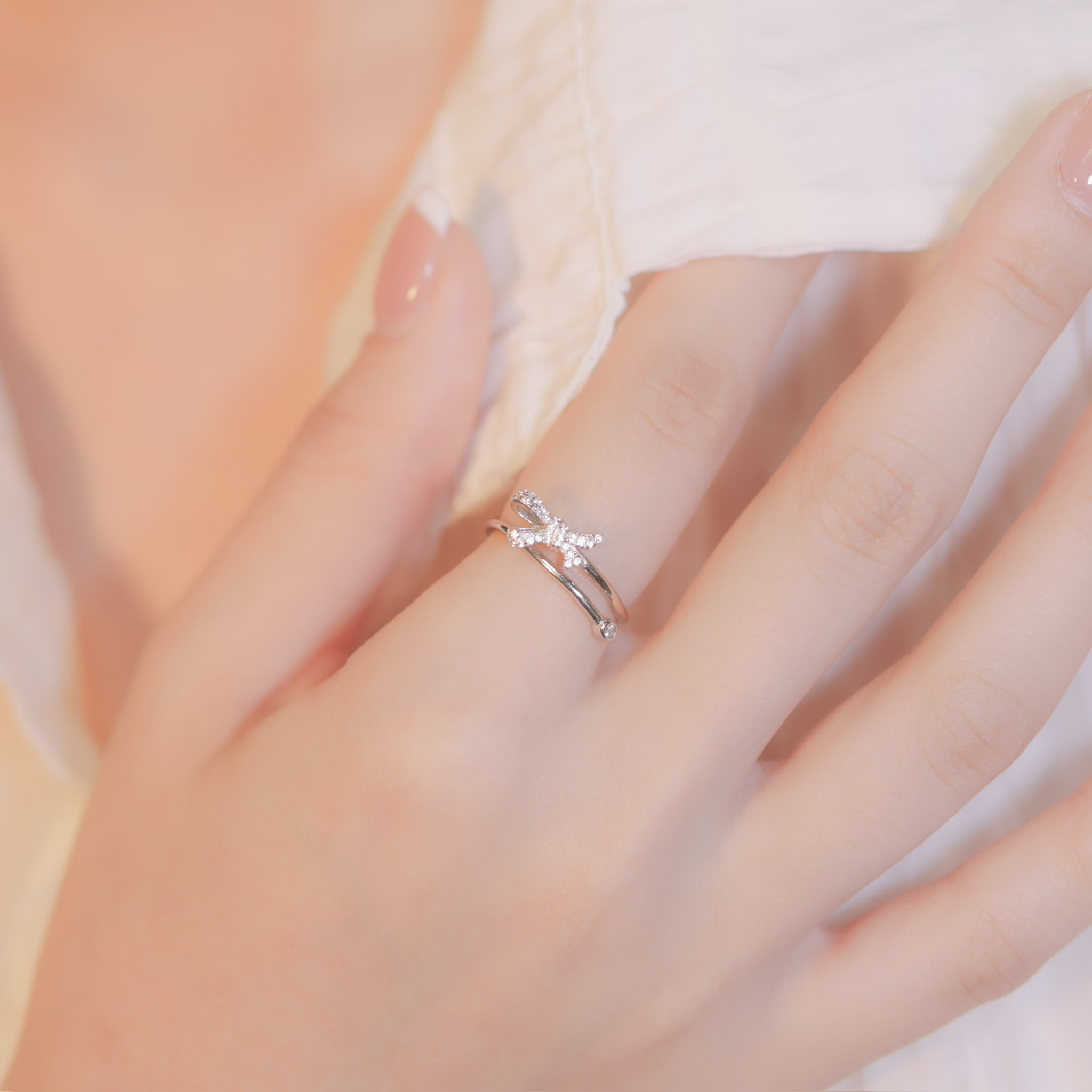 | 925 Silver・ White Gold・Rose Gold | Bow Circle Ring（Silver / Rose Gold）  | RI0495 |