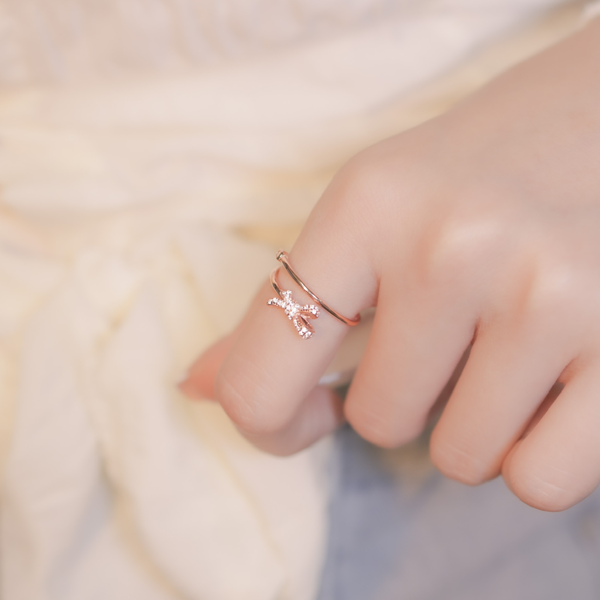 | 925 Silver・ White Gold・Rose Gold | Bow Circle Ring（Silver / Rose Gold）  | RI0495 |