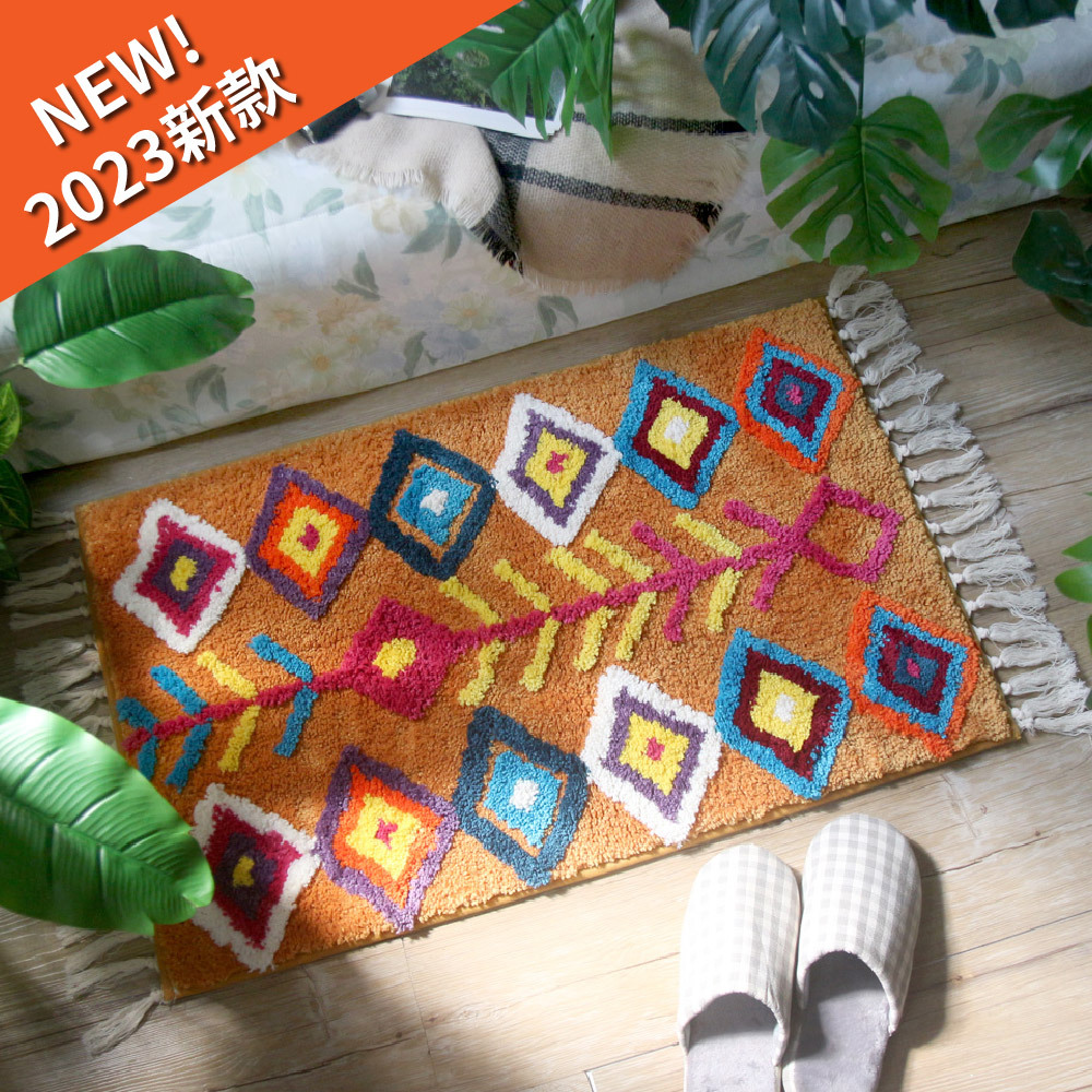 TROMSO西班牙圖騰流蘇吸水大地墊-阿賽德橙黃【H0322021】