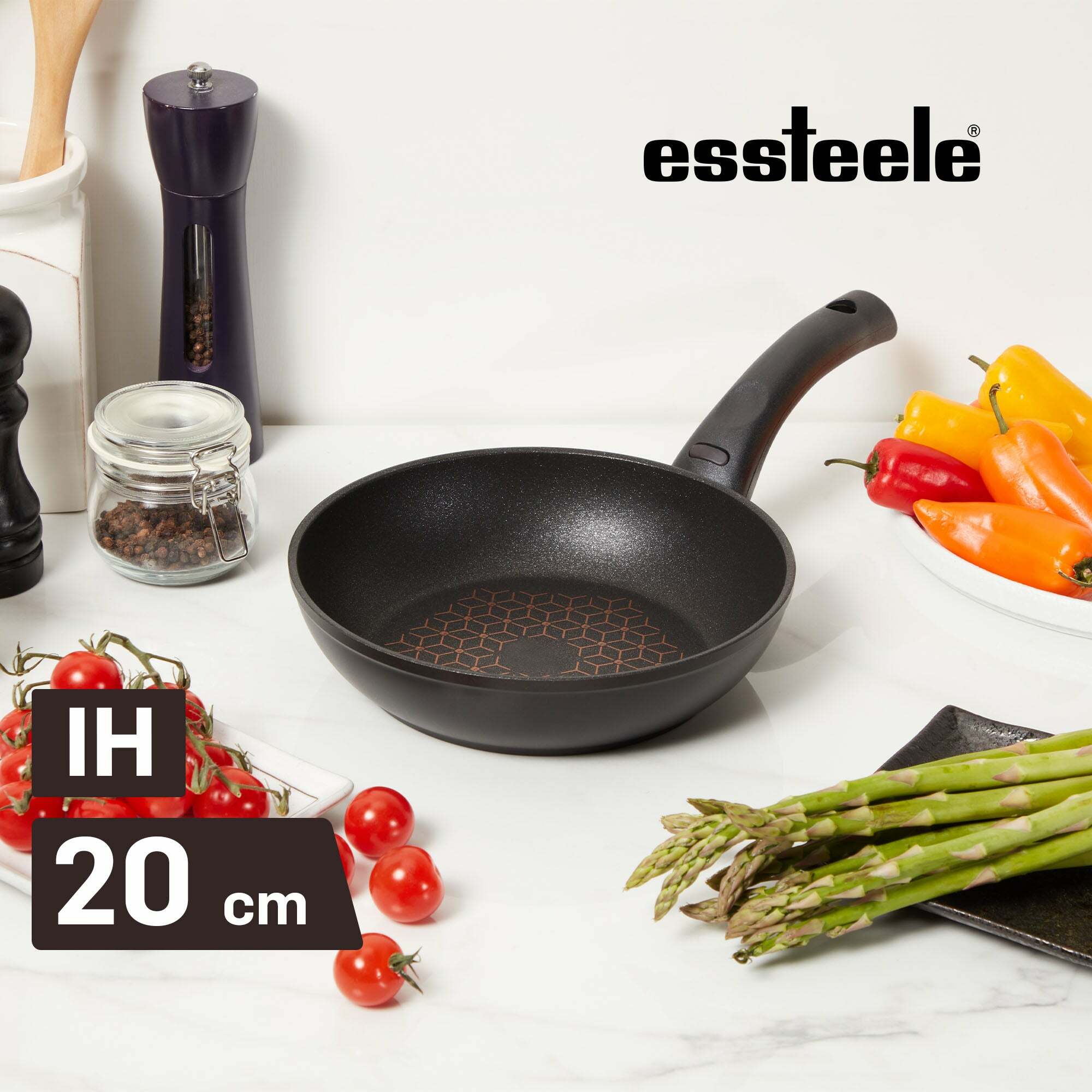 《ESSTEELE 意帝斯》鑽石不沾導磁單柄煎鍋20cm