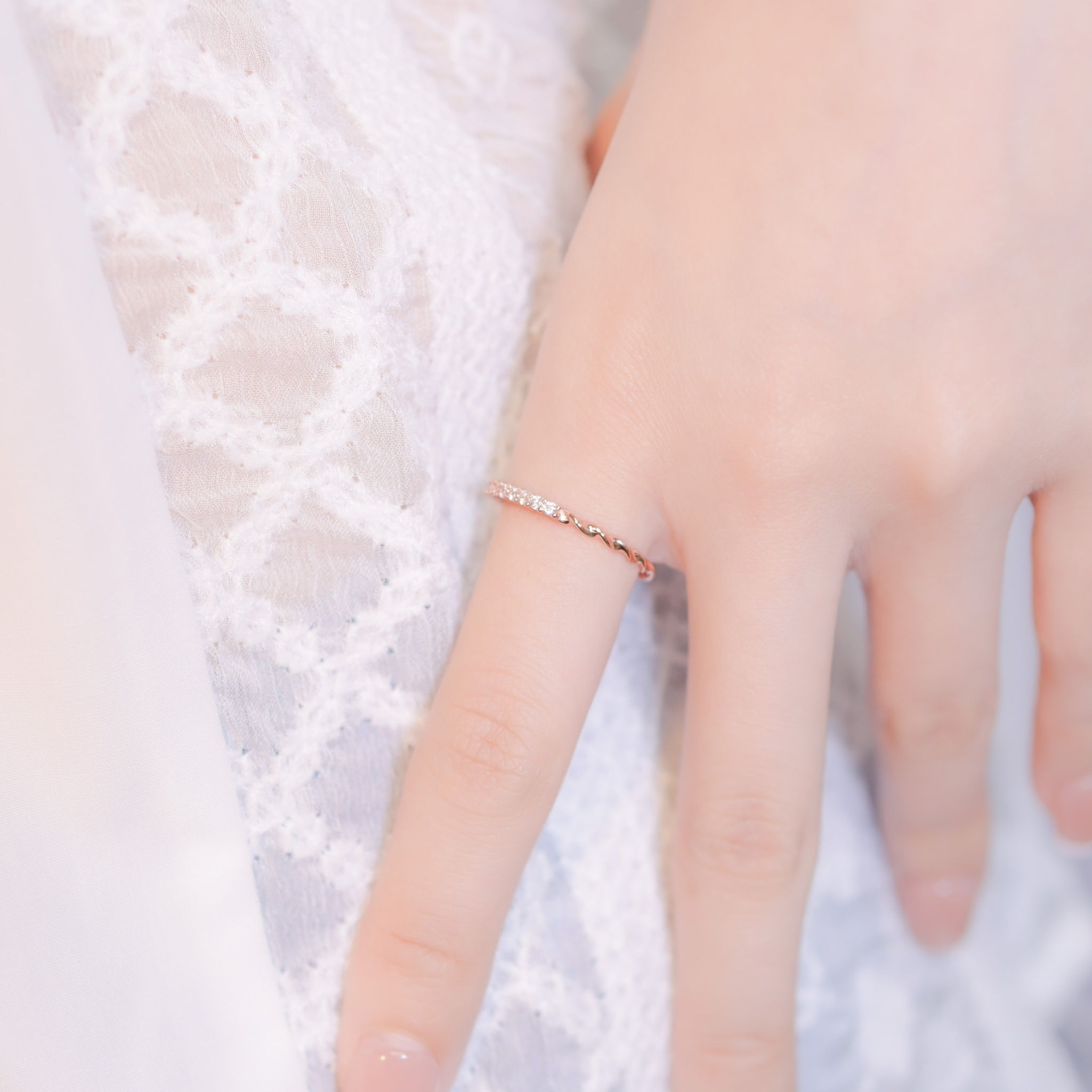 | 925 Silver・ White Gold・Rose Gold | Twisted Starlit Ring （Silver / Rose Gold）  | RI0484 |