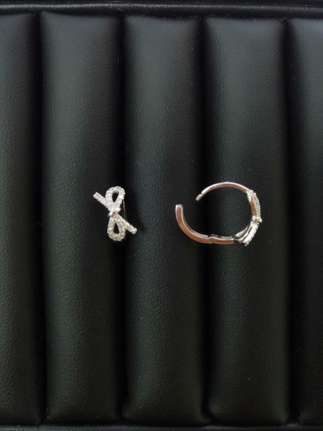 18K白金蝴蝶結鑽石耳環