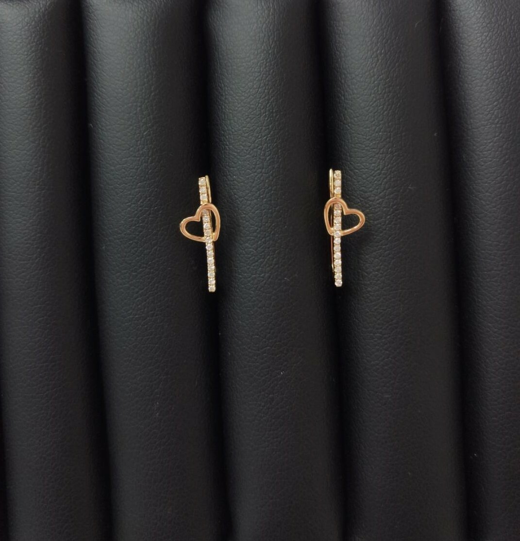 18K玫瑰金心型鑽石耳環
