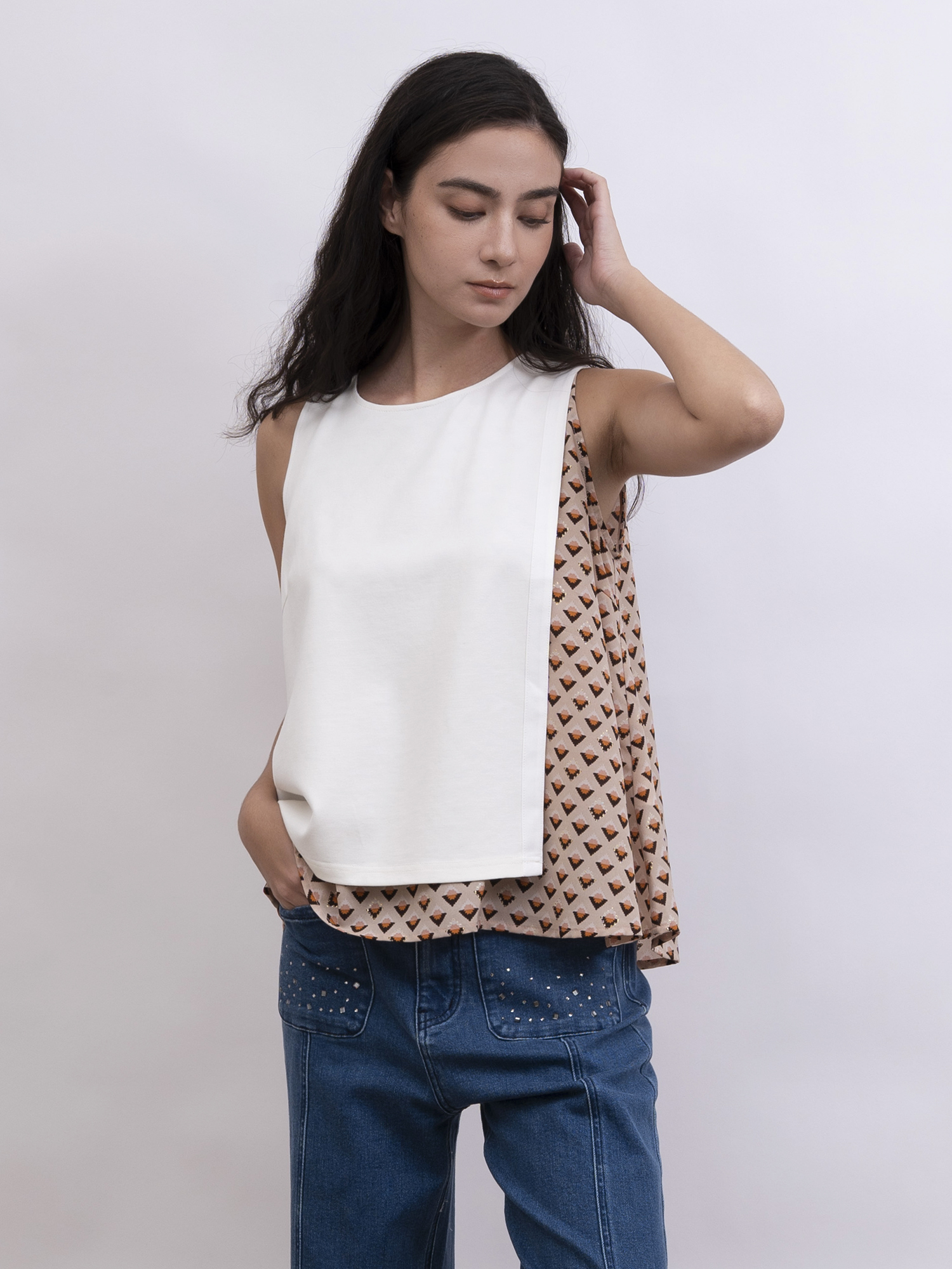 mi-tu 印花圓領背心