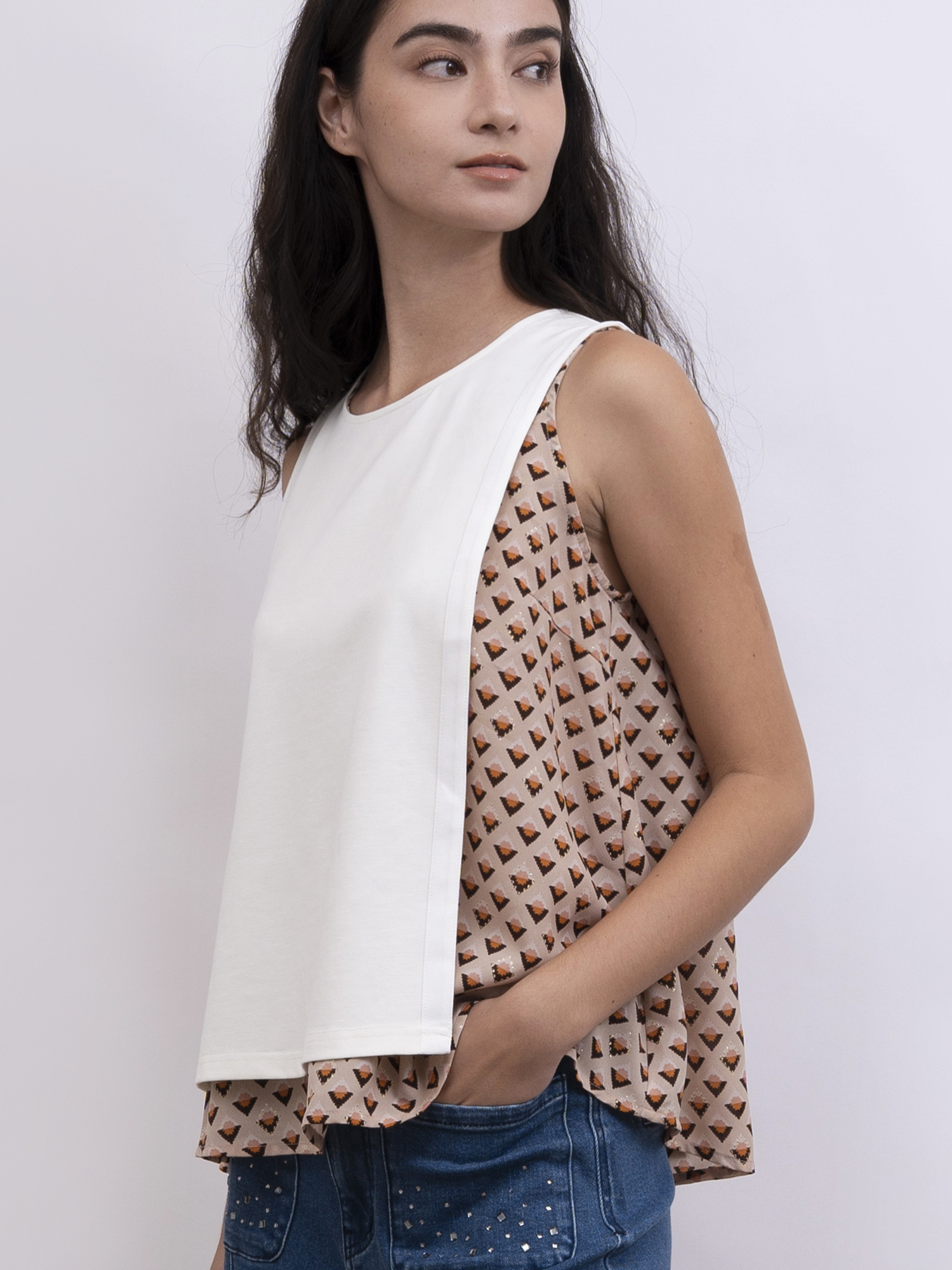 mi-tu 印花圓領背心