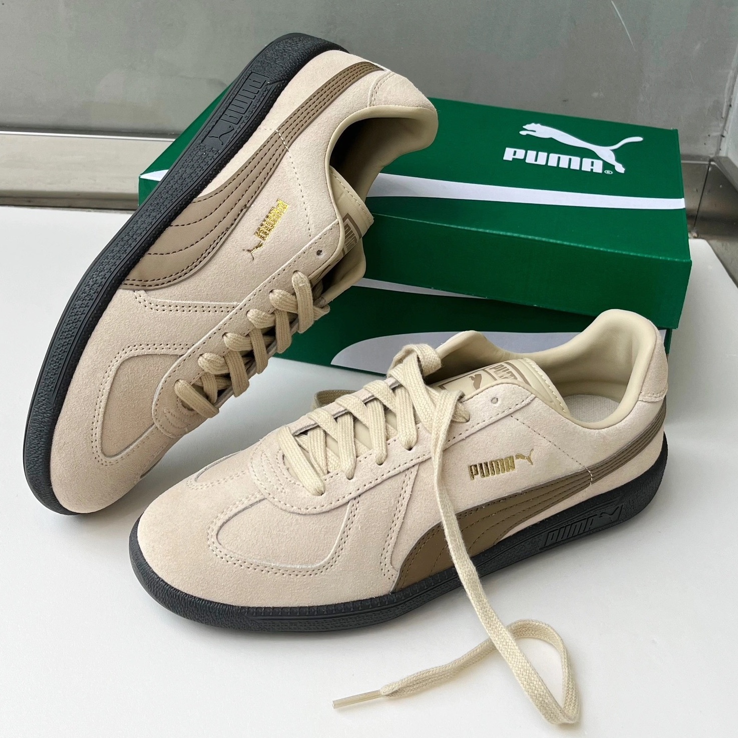 PUMA ARMY TRAINER SUEDE 燕麥巧克力大地色咖啡色男女鞋/ 預購