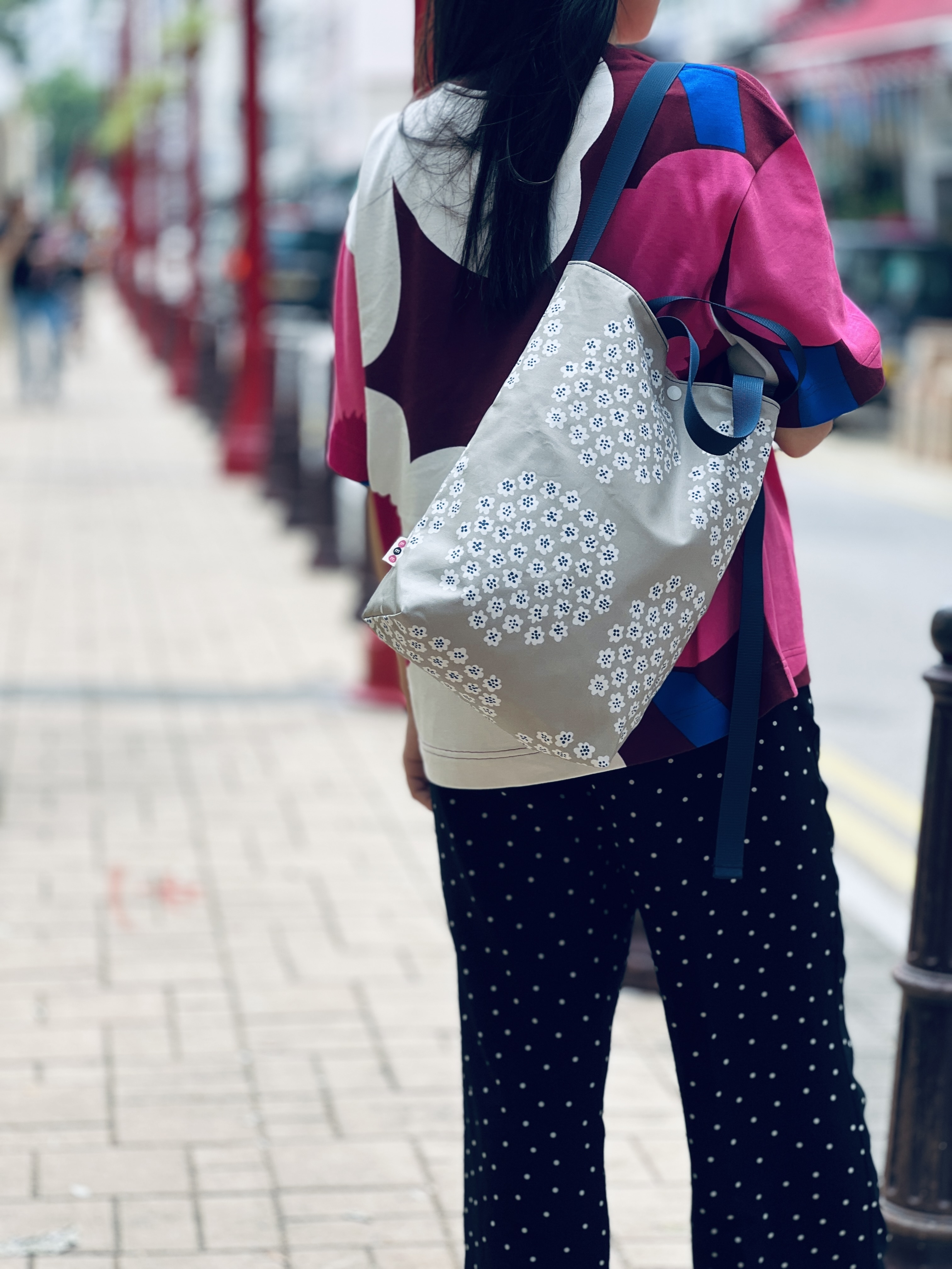 3 way easy tote | marimekko waterproof fabric | khaki x navy Puketti