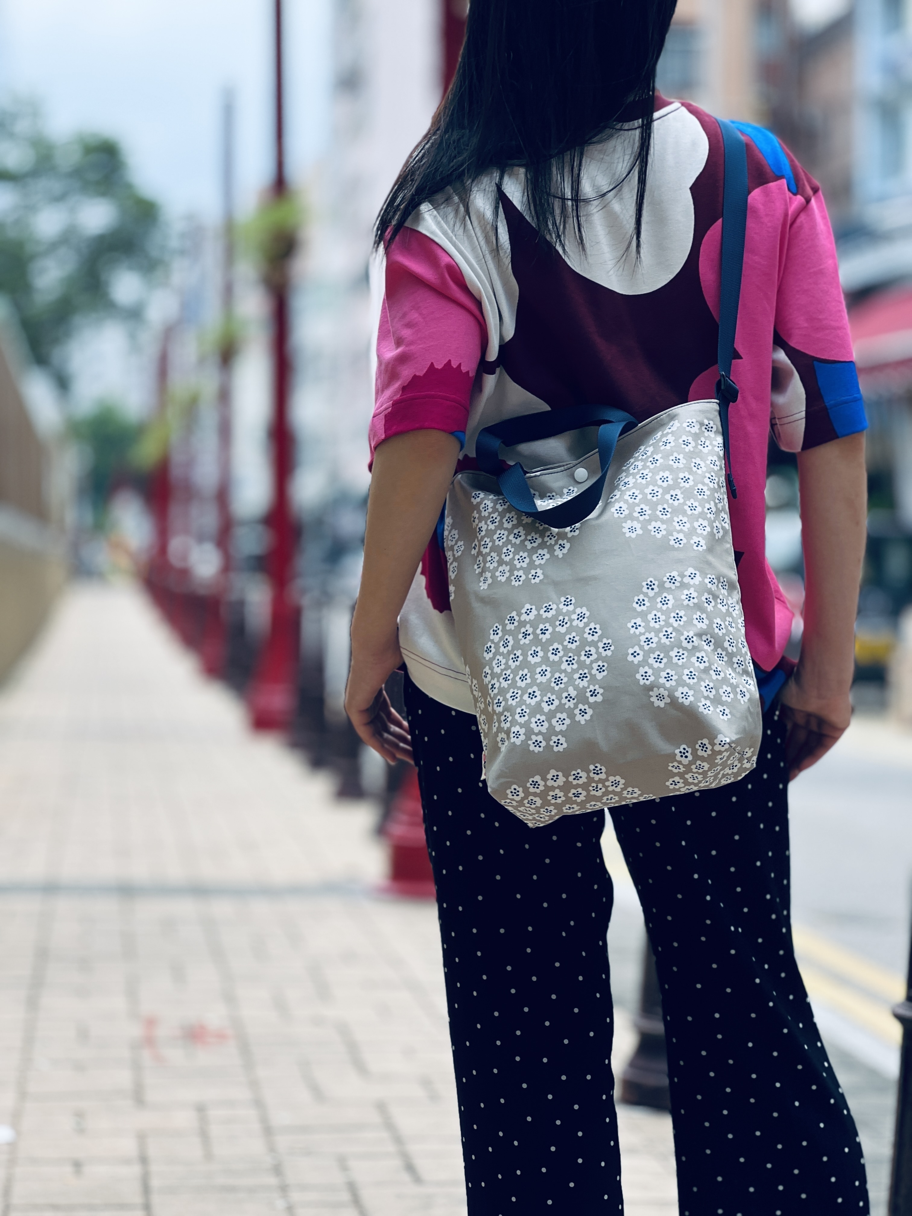 3 way easy tote | marimekko waterproof fabric | khaki x navy Puketti