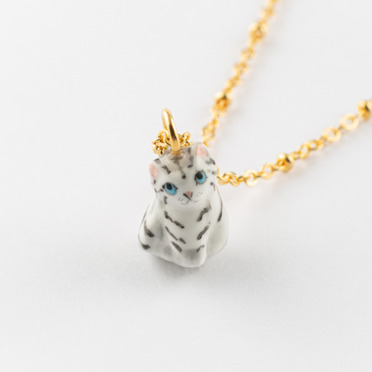 NACH 圓滿灰貓瓷項鍊