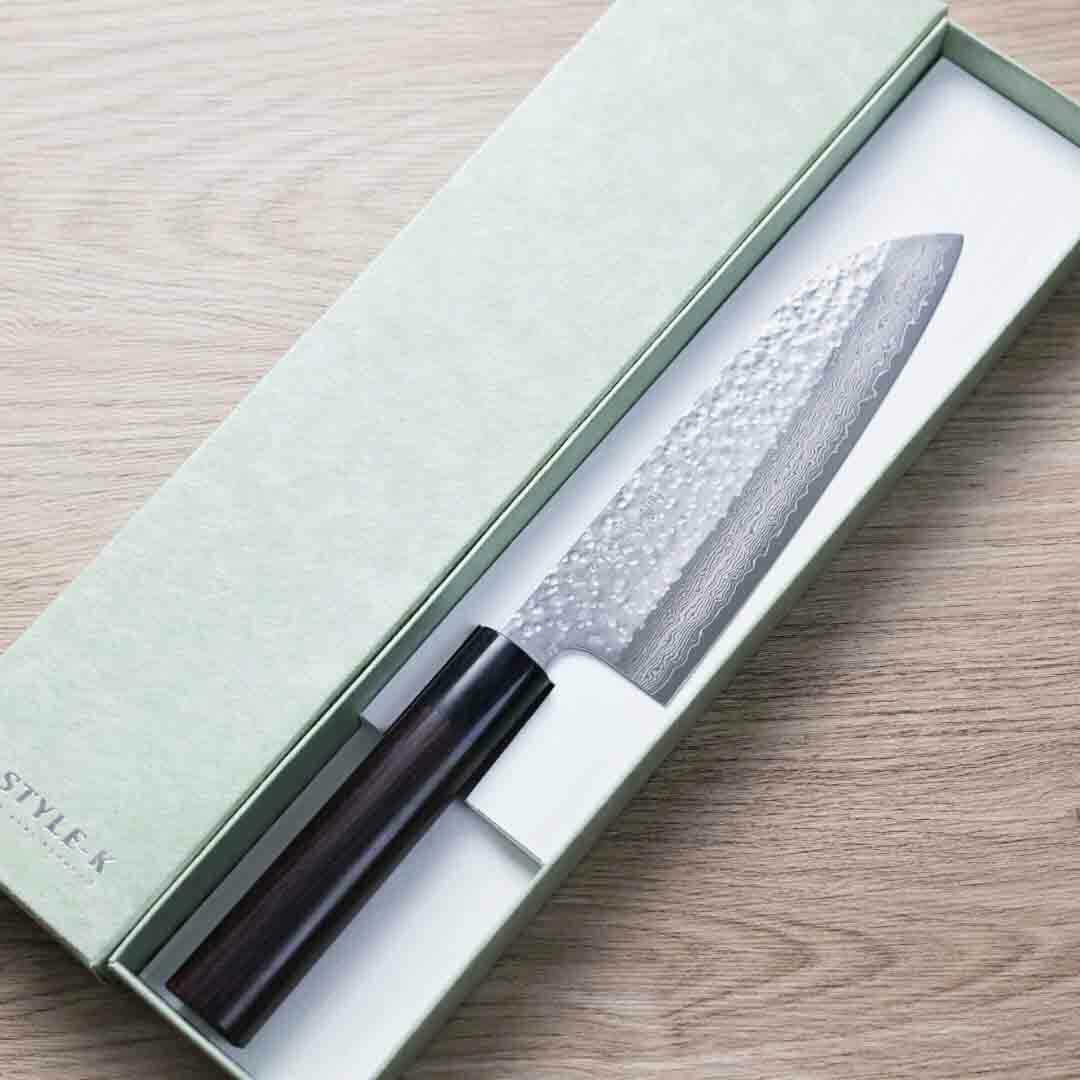 黑崎真 三德刀 165mm VG7鋼 鎚目大馬士革