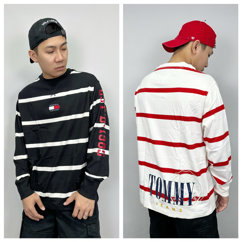 Tommy Jeans 電繡國旗 橫條紋 長袖上衣 薄長T