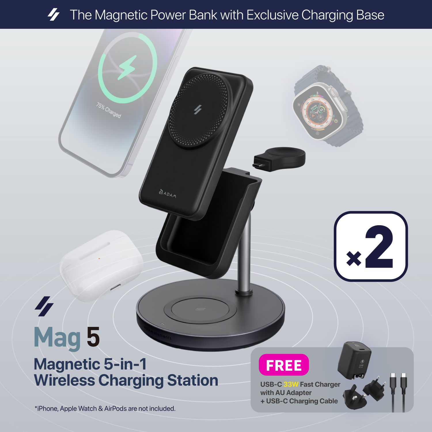 【Pre-Order】Mag 5 Magnetic 5-in-1 Wireless Charging Station X2