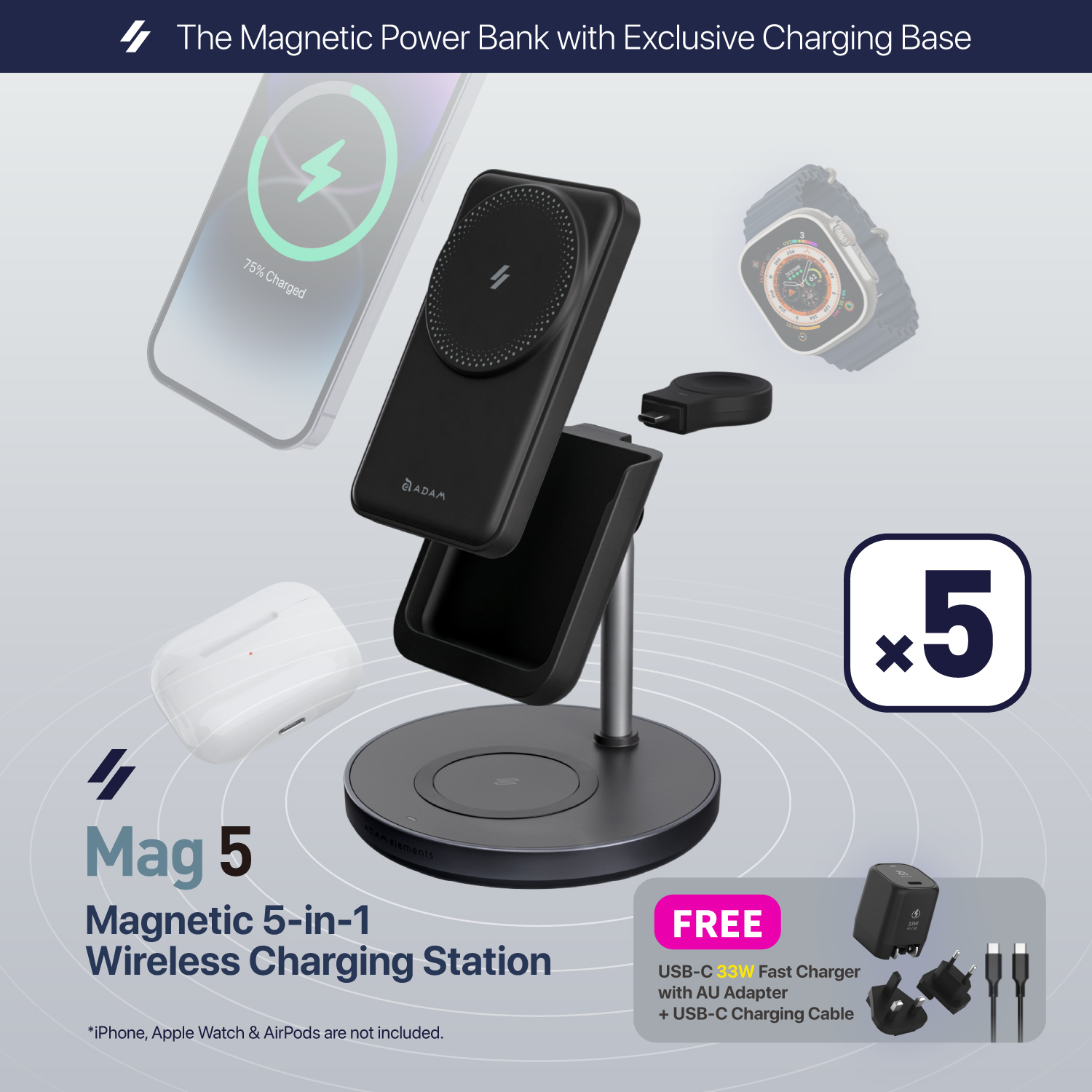【Pre-Order】Mag 5 Magnetic 5-in-1 Wireless Charging Station X5