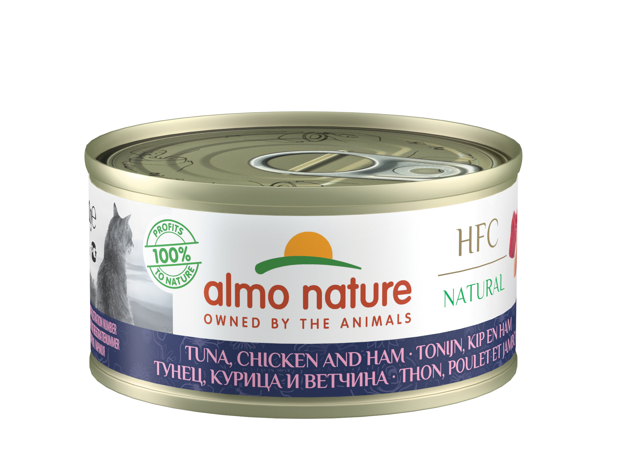 Almo Nature - HFC Natural 吞拿魚+雞肉+火腿 Tuna, Chicken and Ham 70g