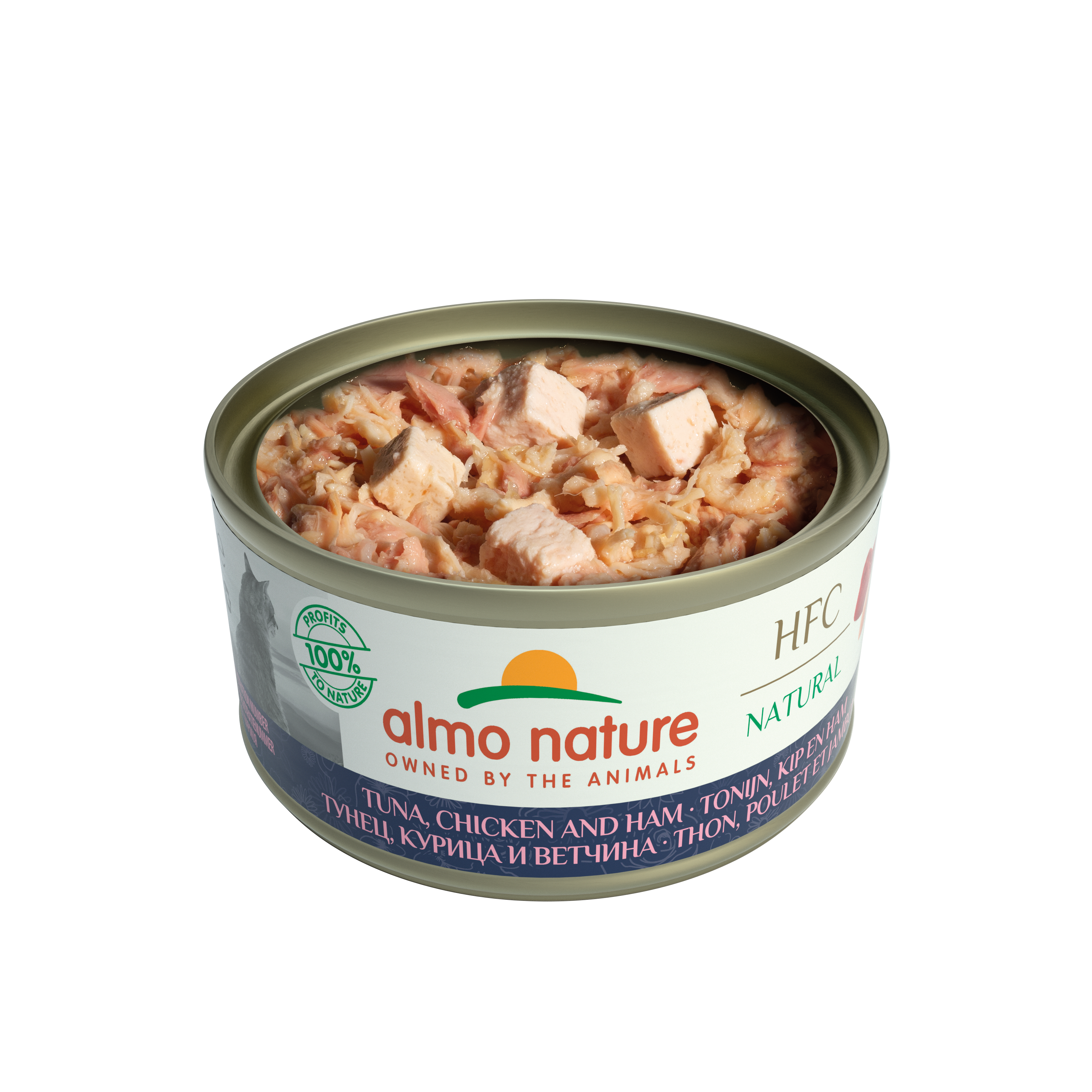 Almo Nature - HFC Natural 吞拿魚+雞肉+火腿 Tuna, Chicken and Ham 70g