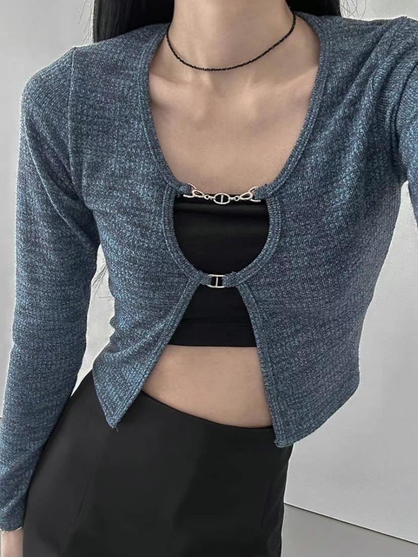 🇰🇷韓國 銀鏈 釦條 氣質 小罩衫 外搭