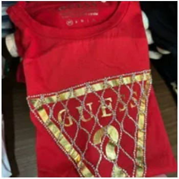 [S] GUESS MESH TRIANGLE TEE,VARSITY RED, Q2RP20K9TJ0 (SGU435)