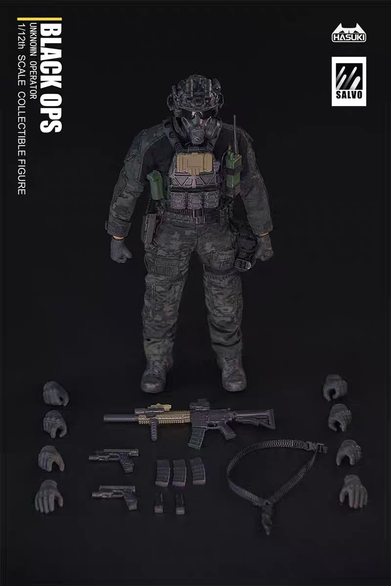 1/12 フィギュア Hasuki black ops Hasuki 1/12 SALVO Black Ops NO.2 Action Figure (SA02