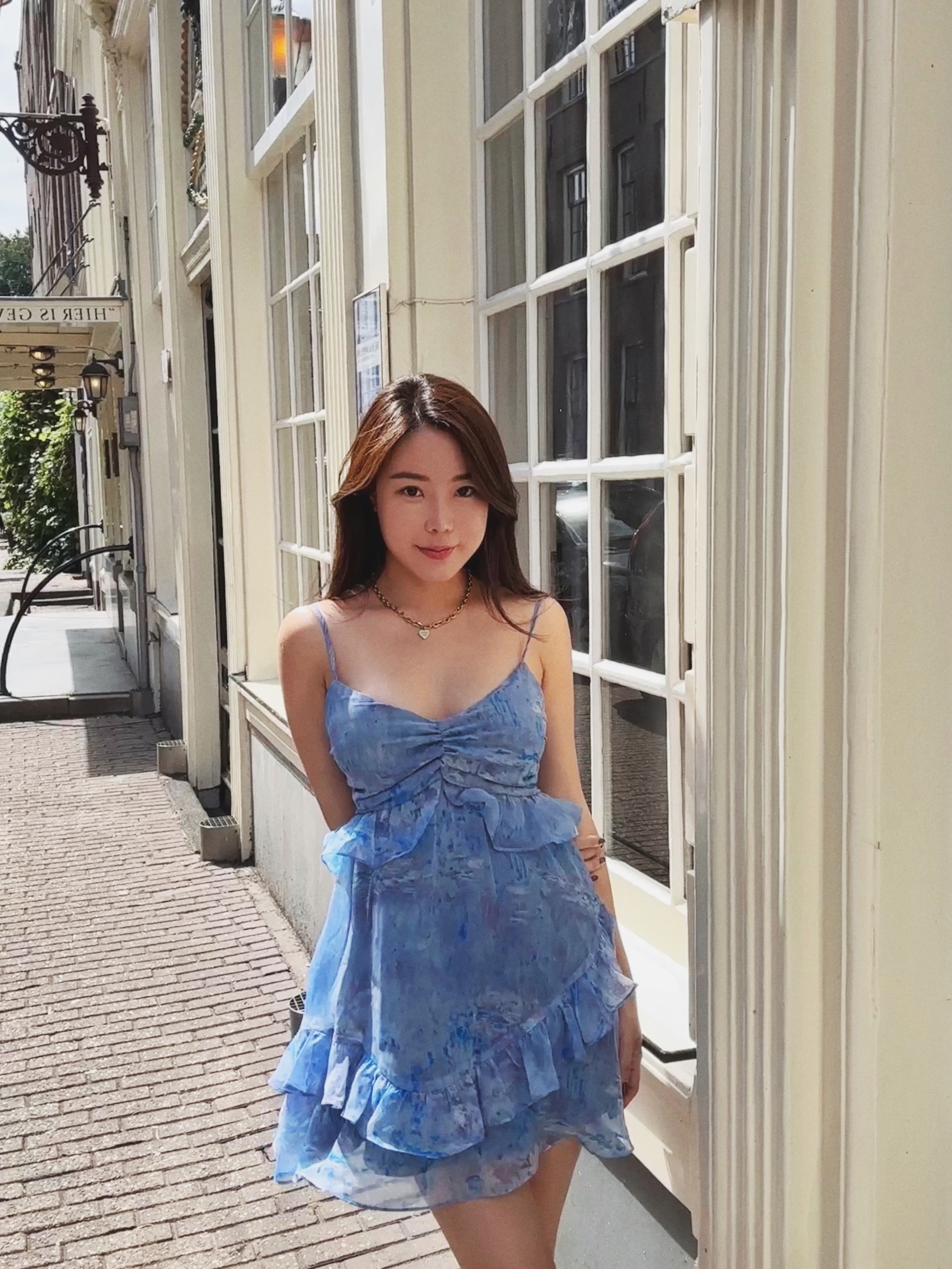 Ramble 漫步花間 細肩露背雪紡短洋裝