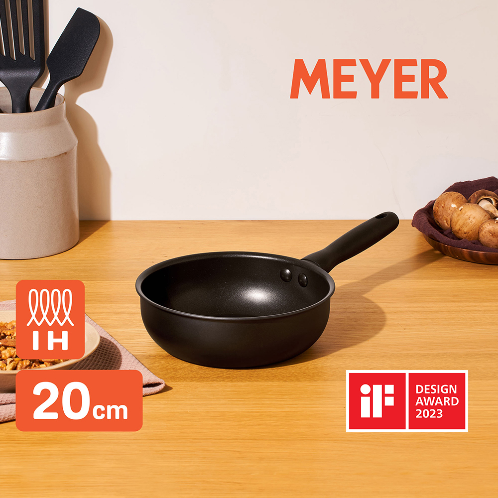 《MEYER 鎧甲黑系列》20CM / 1.9L 導磁陽極氧化不沾小炒鍋