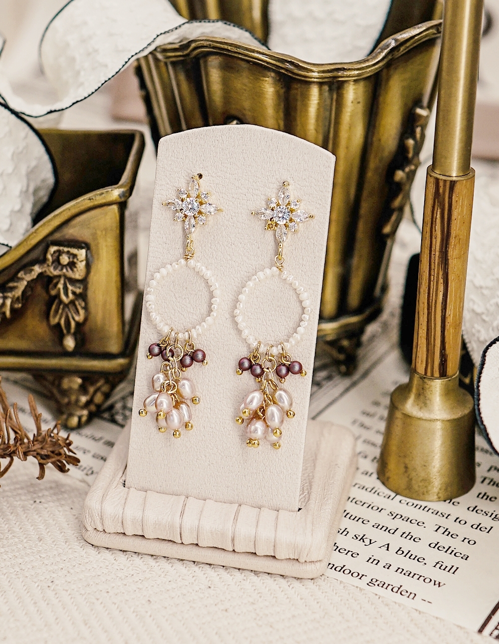 by mii✧圈圈真珠葡萄串耳飾✦紫