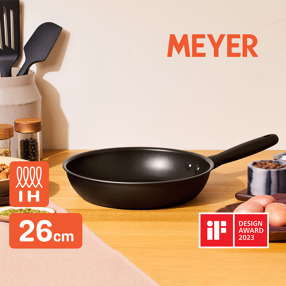 《MEYER 鎧甲黑系列》26CM 導磁陽極氧化不沾平底鍋