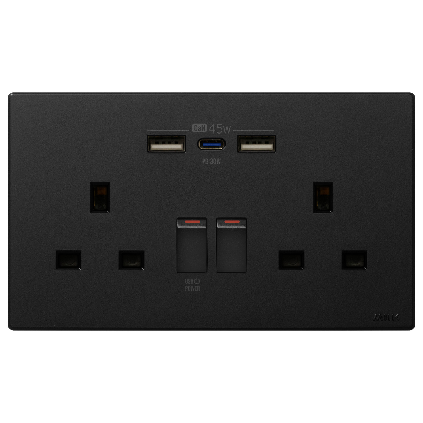 M2K GaN45W Type-C/USB 電制插座 (孖蘇) - 碳黑