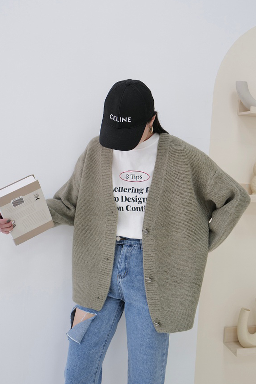 高磅厚針織灰釦外套*6色