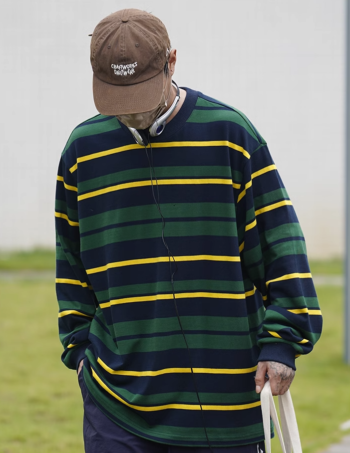 復古質感條紋上衣，重磅舒適!!