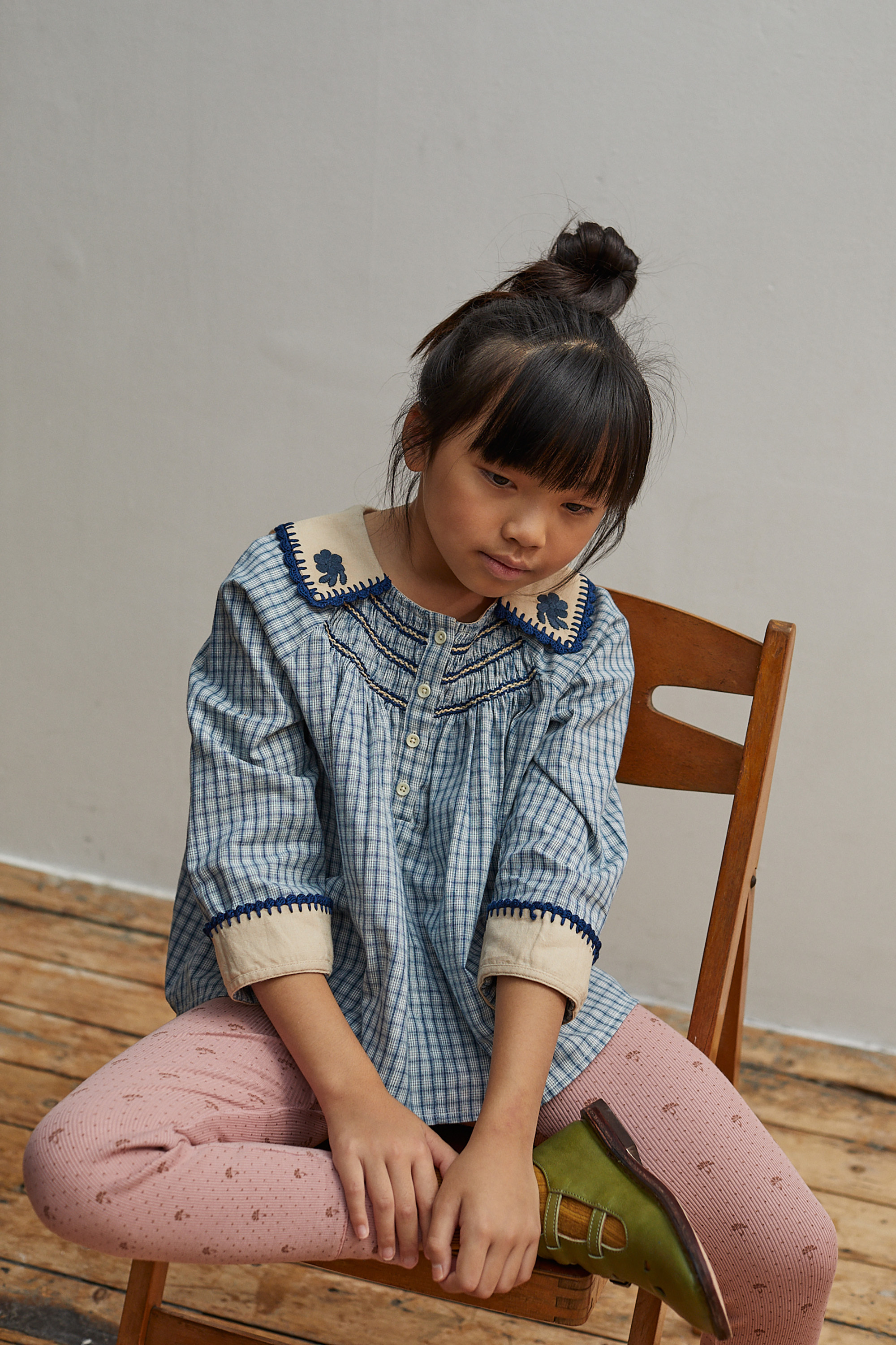 日本製 apolina kids Hazel Blouse Worker Check - キッズ服(女の子用 