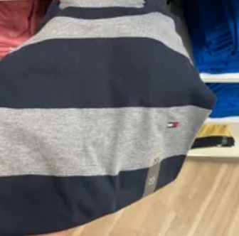 [S] TOMMY HILFIGER RUGBY STRIPE T-SHIRT,NAVY, 78J9375-410 (STH356)