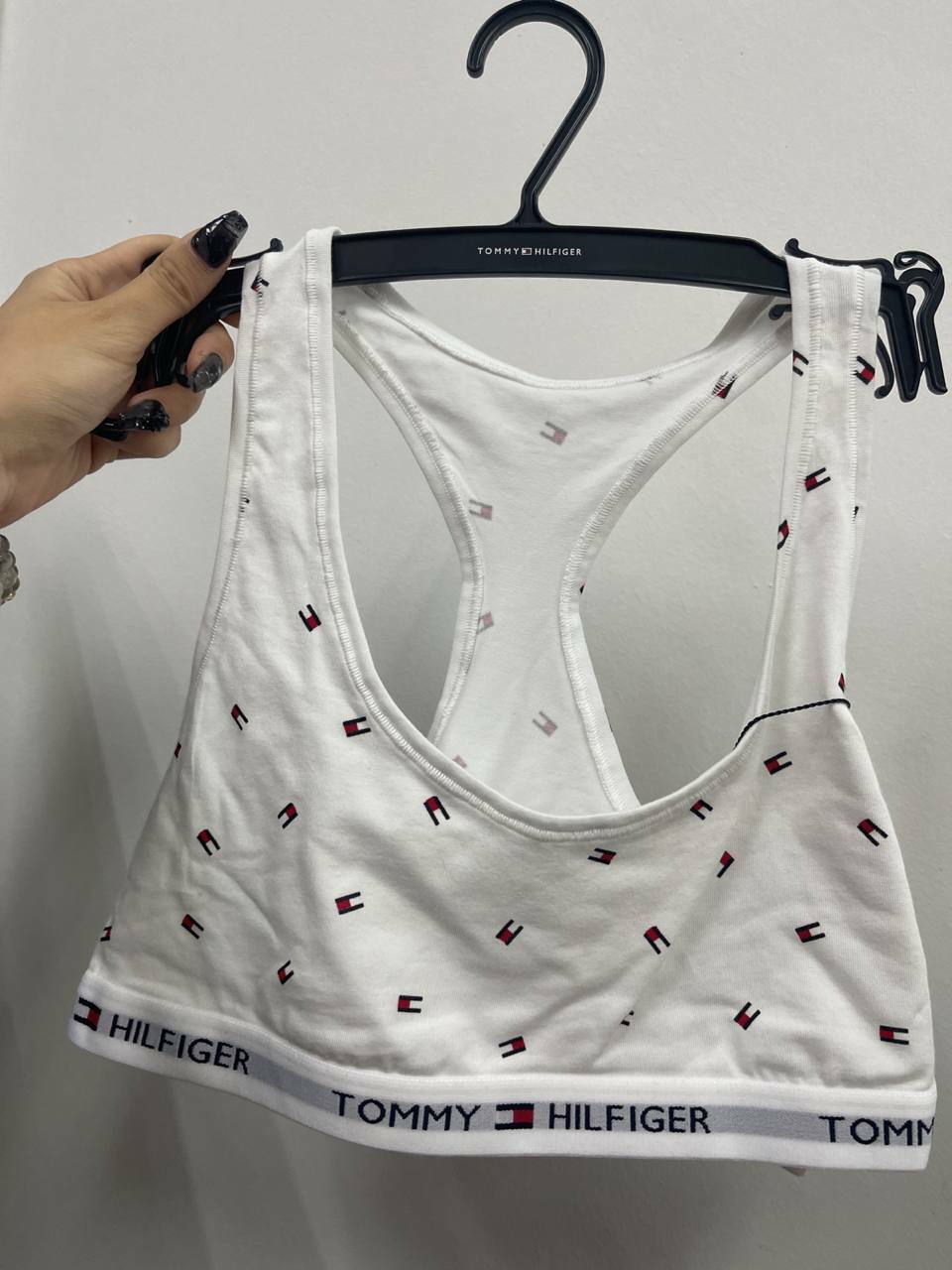 [S] TOMMY HILFIGER WOMEN'S SPORTS BRA,WHITE MULTI, XW02531-970 (STH360)