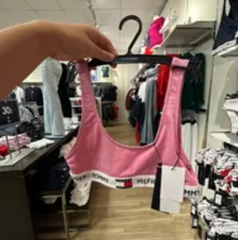 [S] TOMMY HILFIGER LOGO TAPE SPORT BRA,PINK, XW02538-650 (STH361)