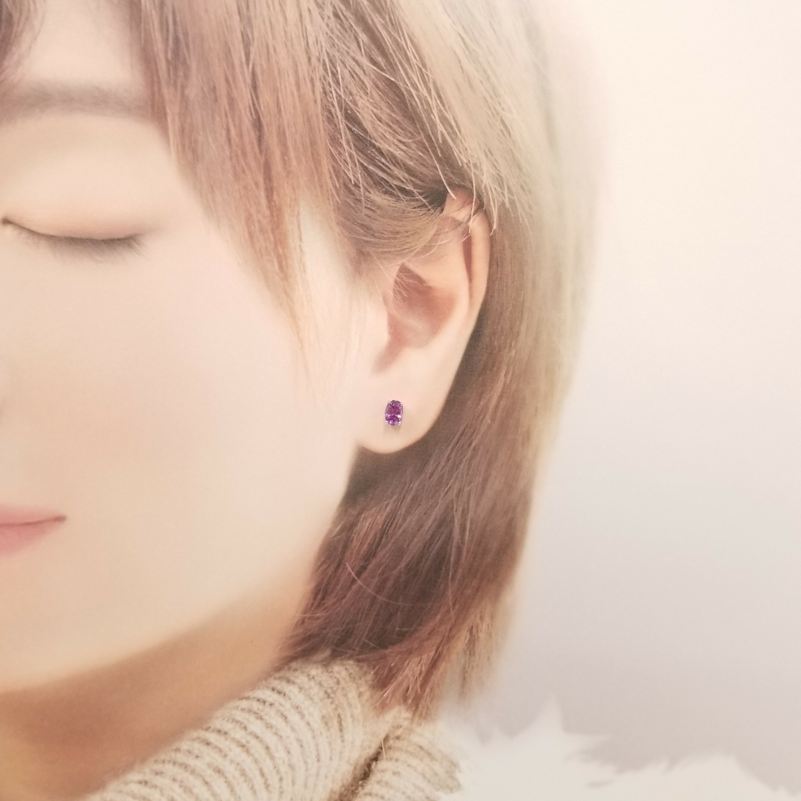 全新18K白金【主石1卡49份紫藍寶】耳環