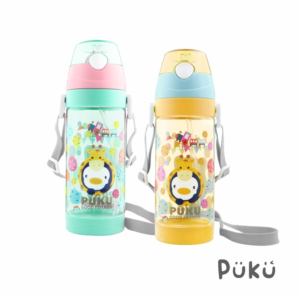 動物萬花筒Tritan水壺550ml-(芥末黃/湖水綠)-PUKU
